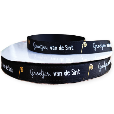 Sinterklaas luxe satijn lint 15mm | groetjes van de sint | 2 meter