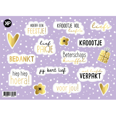 Stickervel | diversen goud en wit (16 stickers)